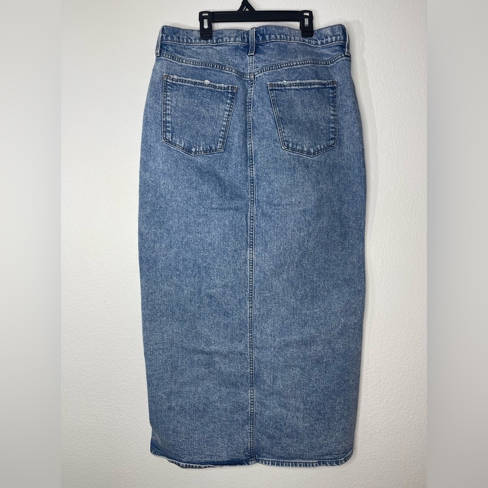 Universal Thread High Rise Denim Maxi Skirt Medium Wash Slit Western Size 14 - Picture 10 of 14